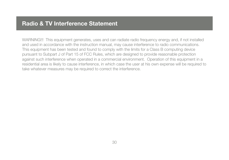 Radio & tv interference statement | IOGear GMFPSU22W6 User Manual | Page 30 / 32