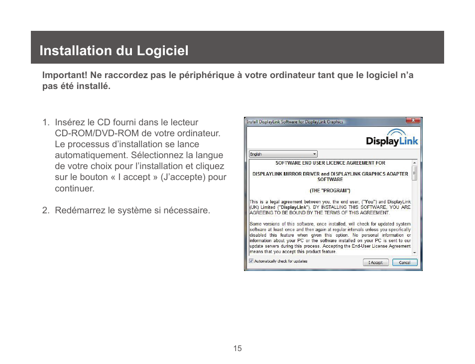 Installation du logiciel | IOGear GUC3025HW6 User Manual | Page 15 / 32