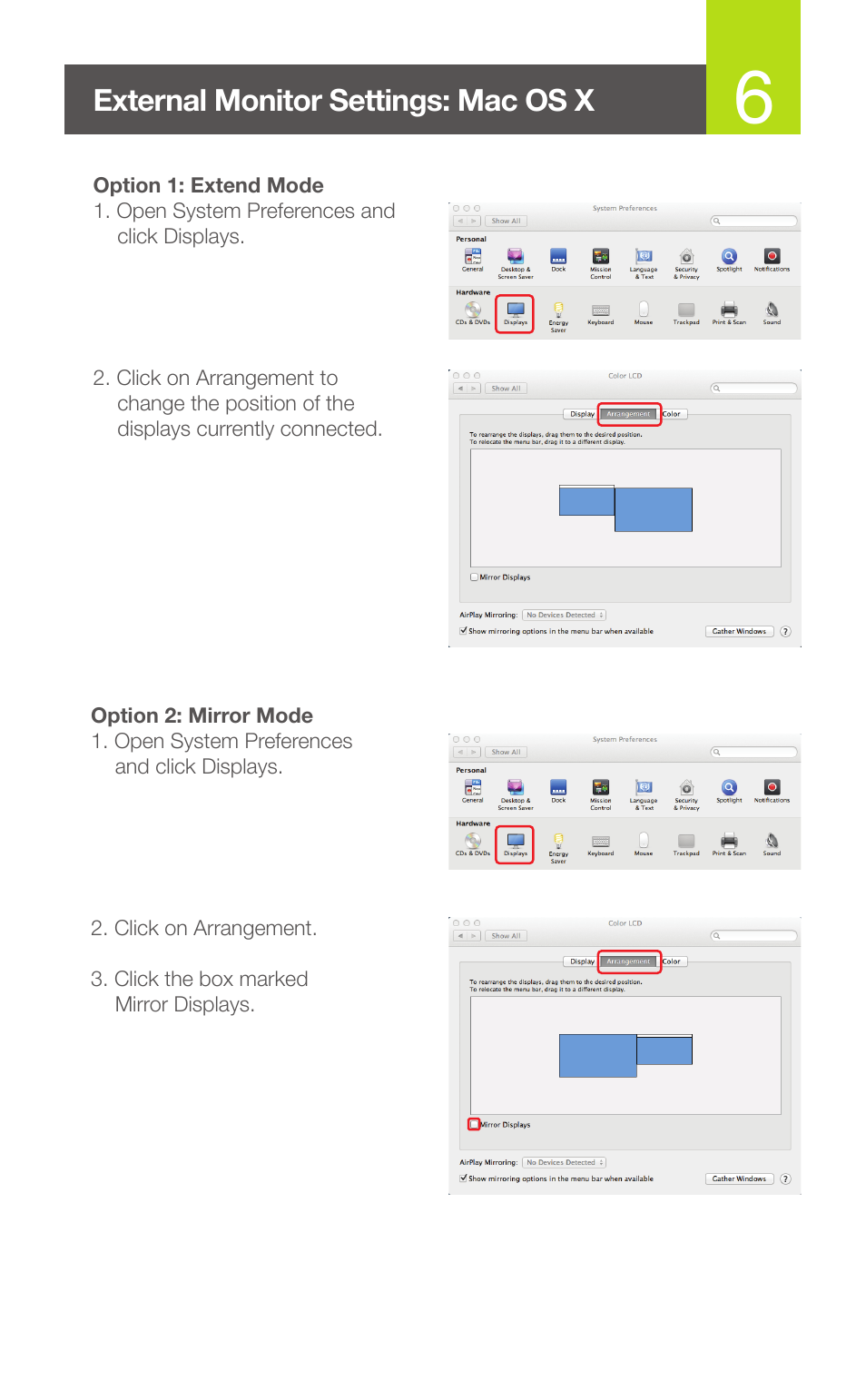 External monitor settings: mac os x | IOGear GUD300 User Manual | Page 7 / 8