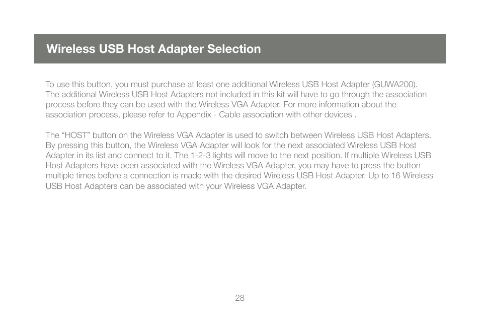 Wireless usb host adapter selection | IOGear GUW2015VKIT User Manual | Page 28 / 44