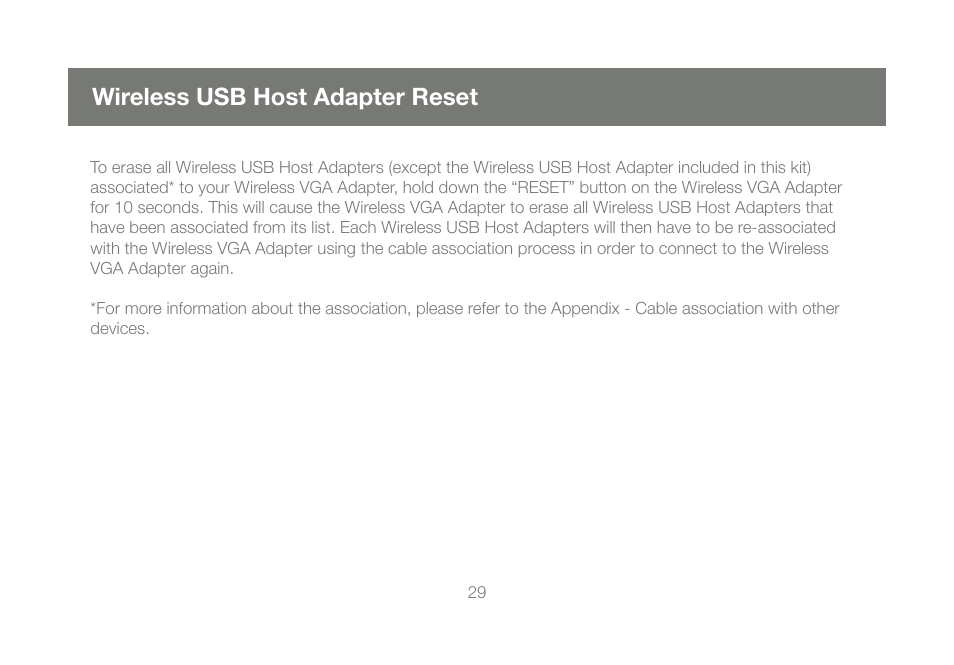Wireless usb host adapter reset | IOGear GUW2015VKIT User Manual | Page 29 / 44