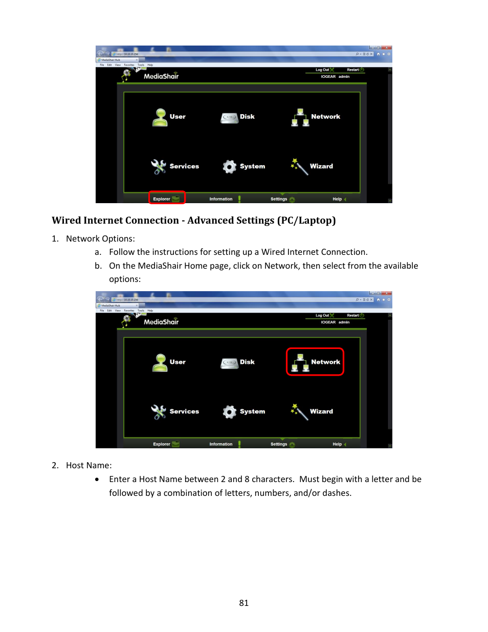 Network options, Host name | IOGear GWFRSDU Manual User Manual | Page 81 / 103