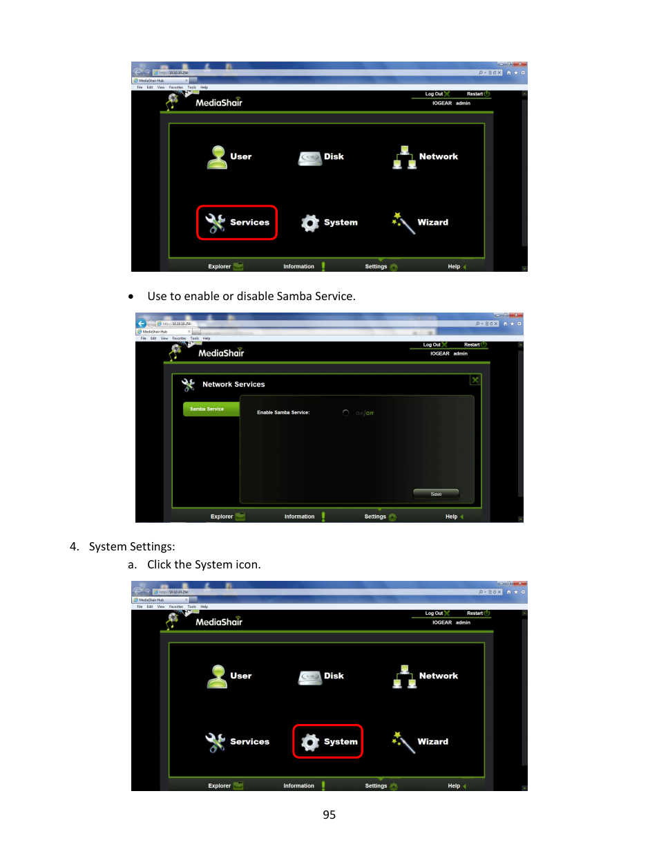 System settings | IOGear GWFRSDU Manual User Manual | Page 95 / 103