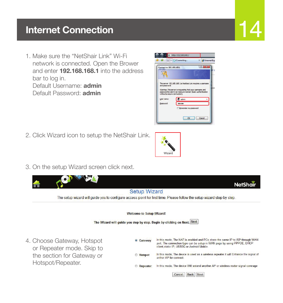 Internet connection | IOGear GWRH1 User Manual | Page 15 / 20