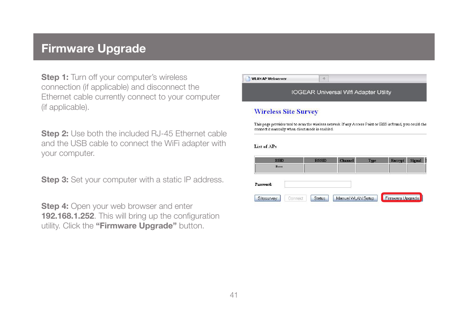 Firmware upgrade | IOGear GWU627W6 User Manual | Page 41 / 52