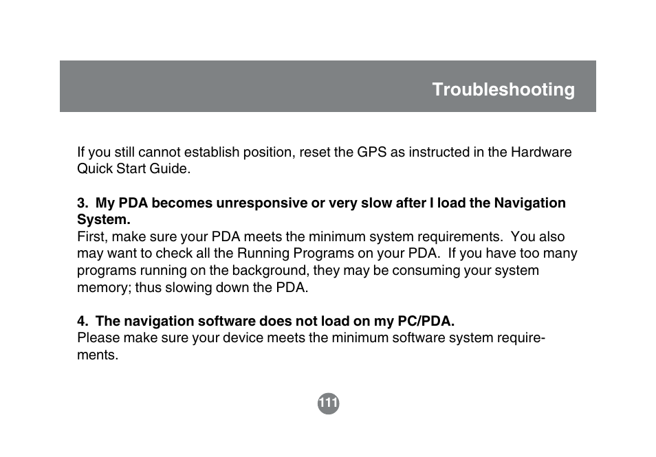 Troubleshooting | IOGear GBGPS201 User Manual | Page 111 / 118