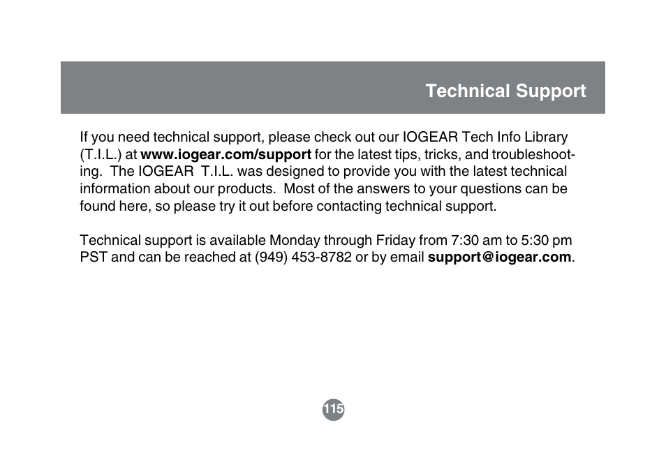 Technical support | IOGear GBGPS201 User Manual | Page 115 / 118