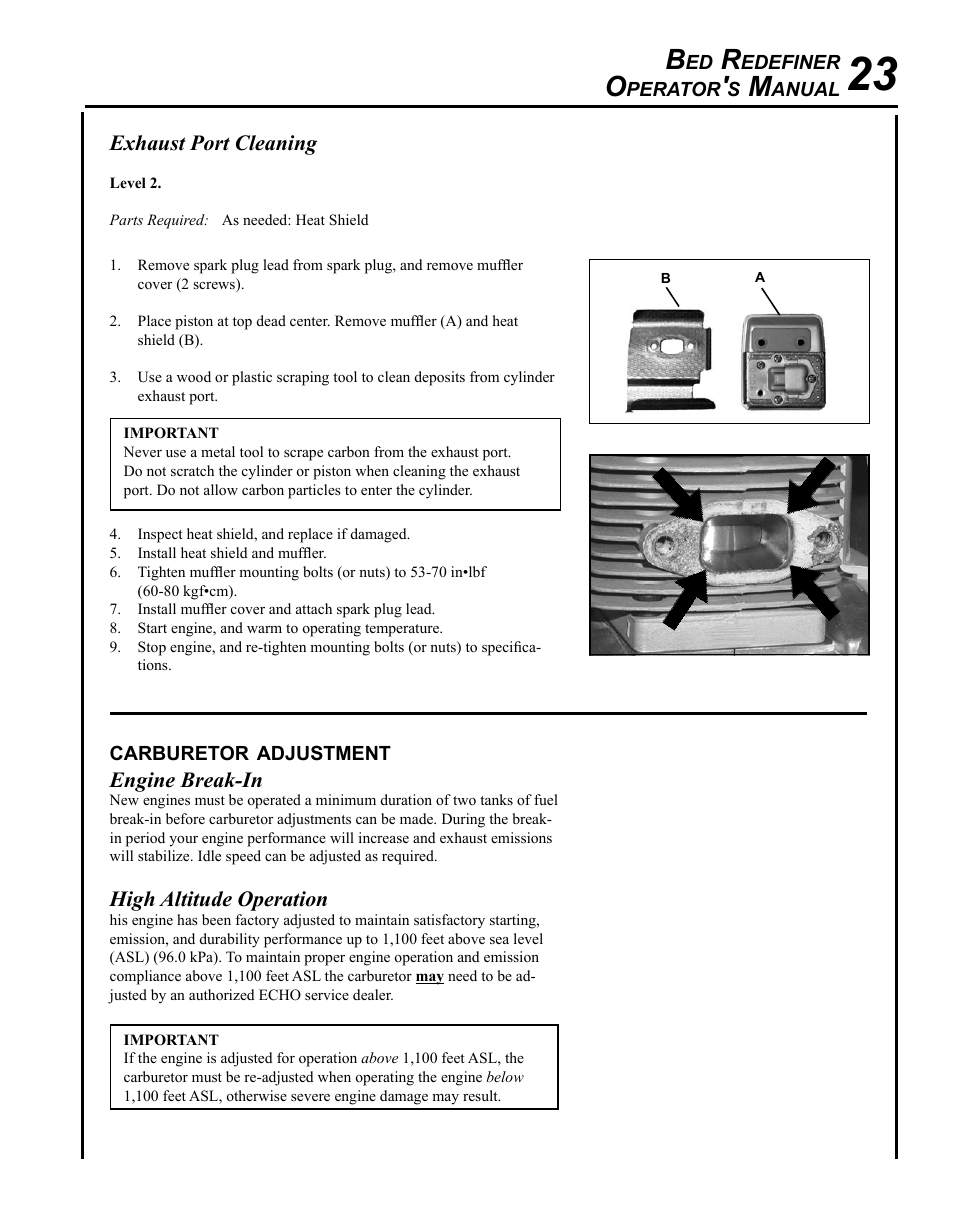 Carburetor adjustment | Echo BRD-280 Serial S70812001001 - S70812014074 User Manual | Page 23 / 36
