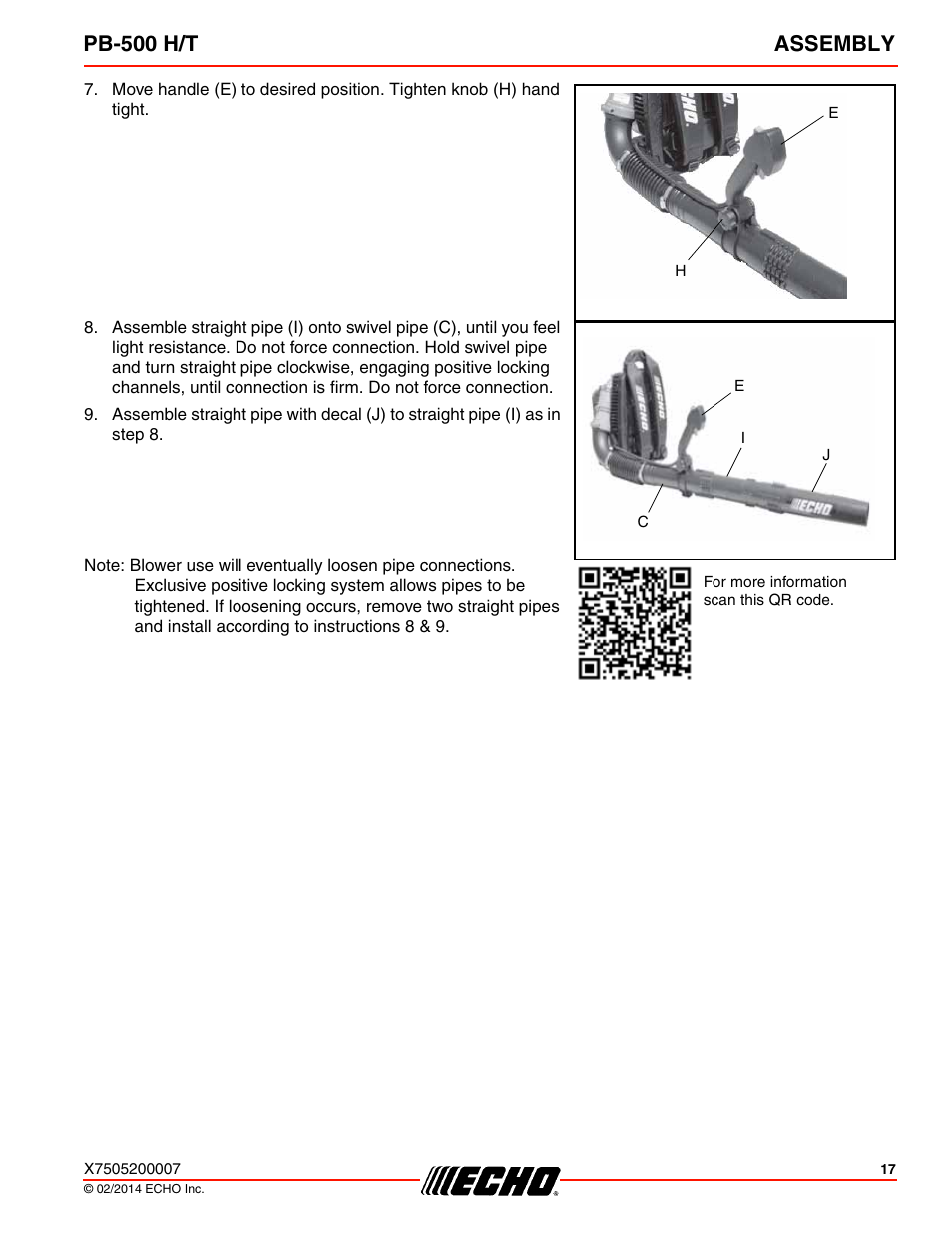 Pb-500 h/t assembly | Echo PB-500T User Manual | Page 17 / 36