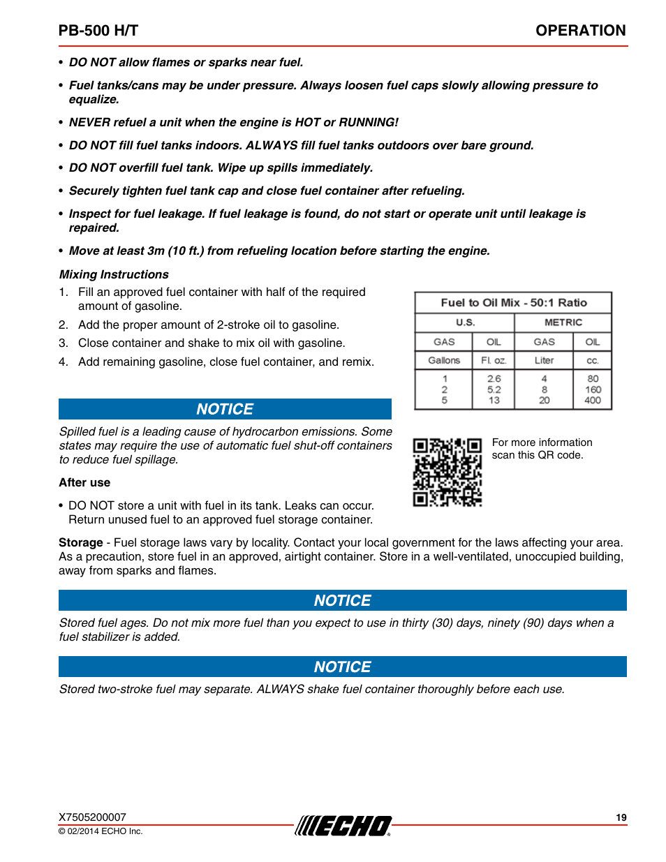 Pb-500 h/t operation | Echo PB-500T User Manual | Page 19 / 36