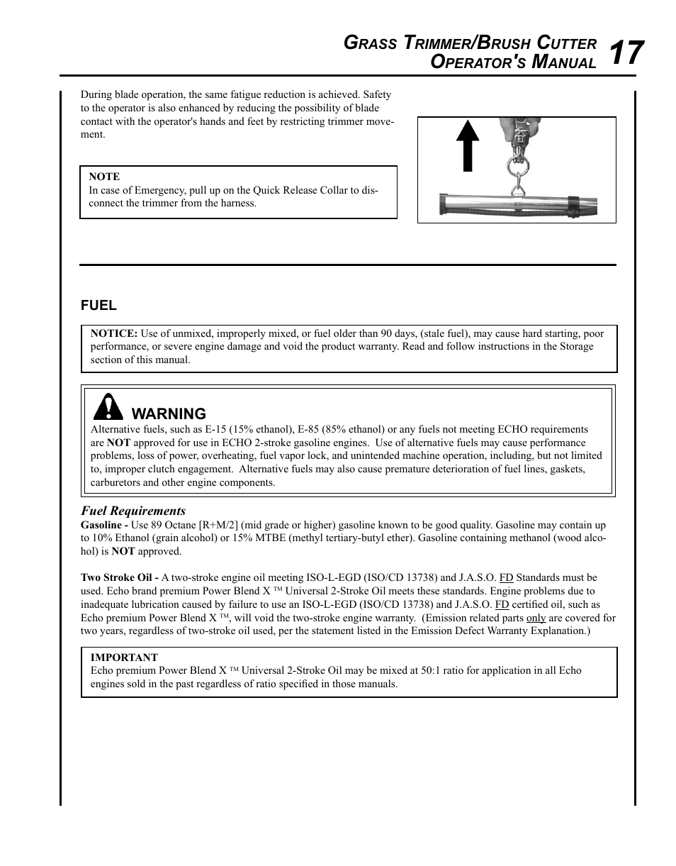 Fuel | Echo SRM-280U Serial S75012001001 - S75012007706 User Manual | Page 17 / 40