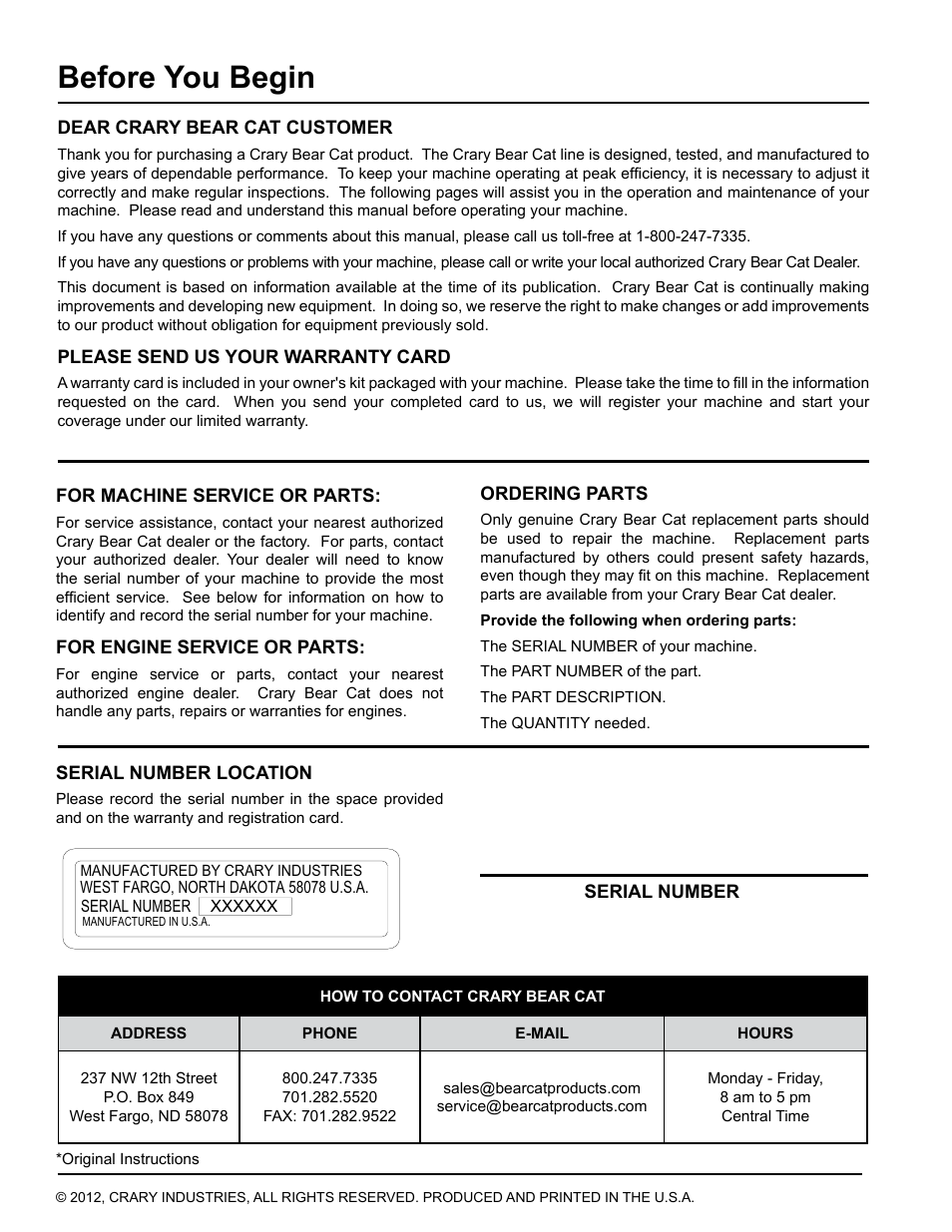 Before you begin | Echo CH5540H Owners Manual v.3 User Manual | Page 2 / 26