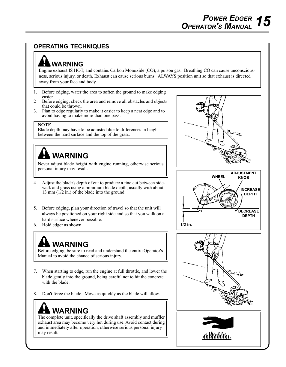 Warning | Echo PE-230 Serial S75612001001 - S75612999999 User Manual | Page 15 / 32