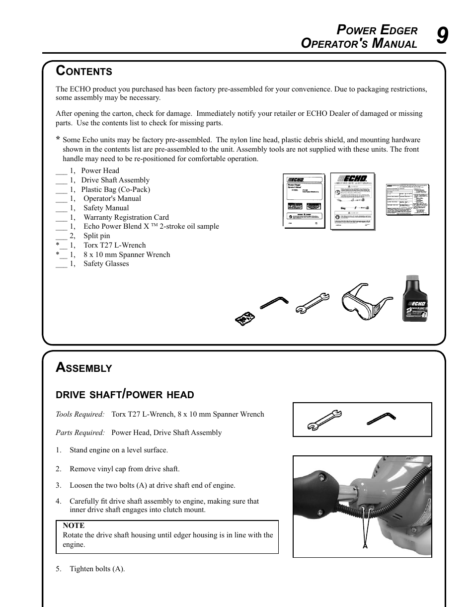 Echo PE-225 Serial S78712001001 - S78712051200 User Manual | Page 9 / 32