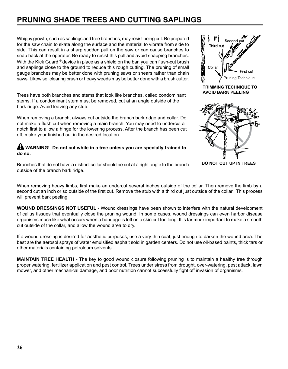 Pruning shade trees and cutting saplings | Echo CHAIN SAW SAFETY MANUAL User Manual | Page 26 / 36