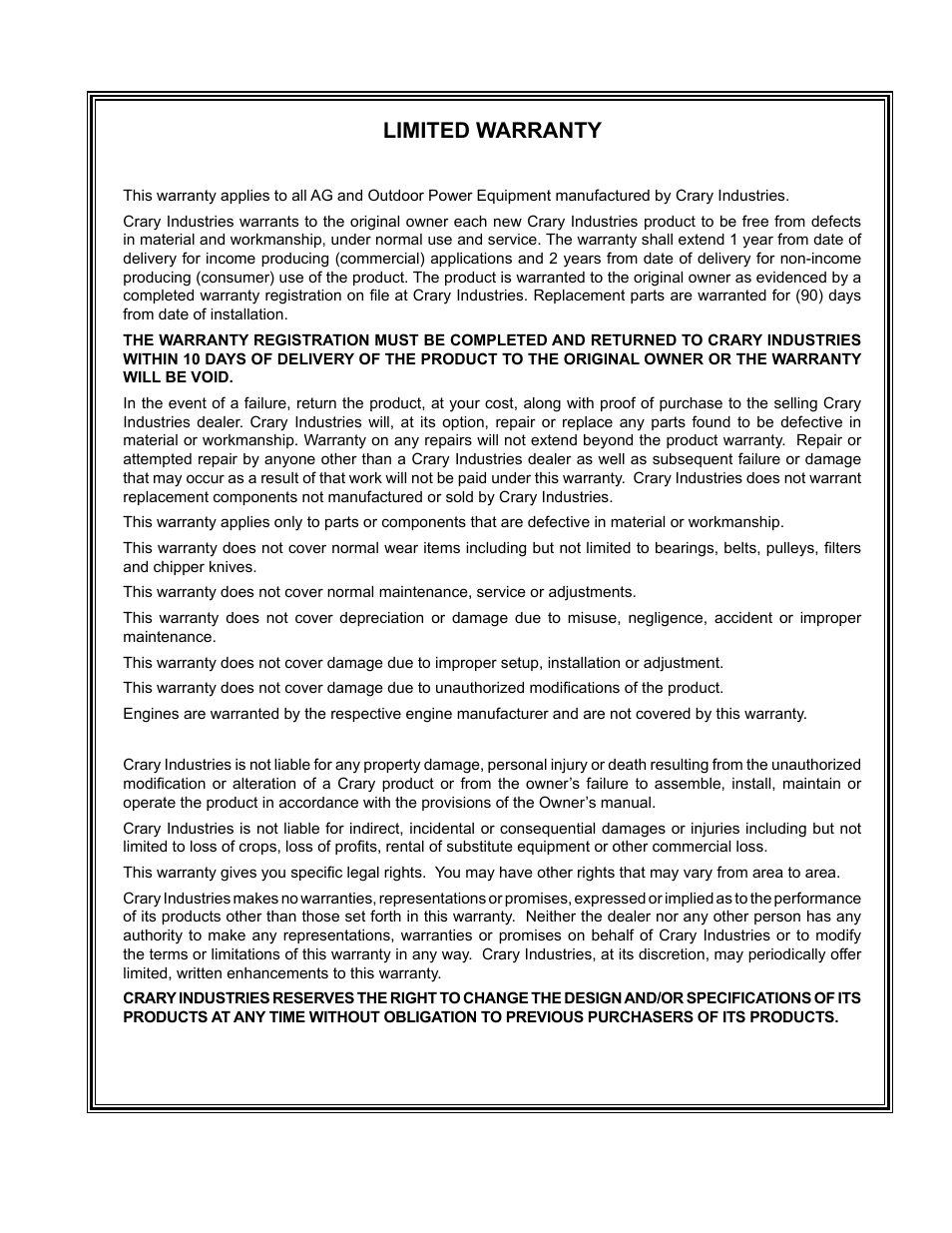 Limited warranty | Echo LS21160 Owners Manual v.2 User Manual | Page 3 / 22