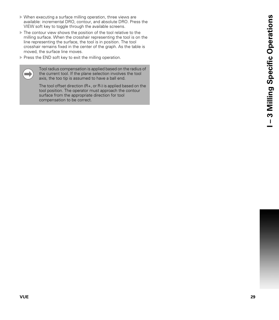 I – 3 milling specific oper ations | ACU-RITE VUE READOUTS User Manual | Page 43 / 68