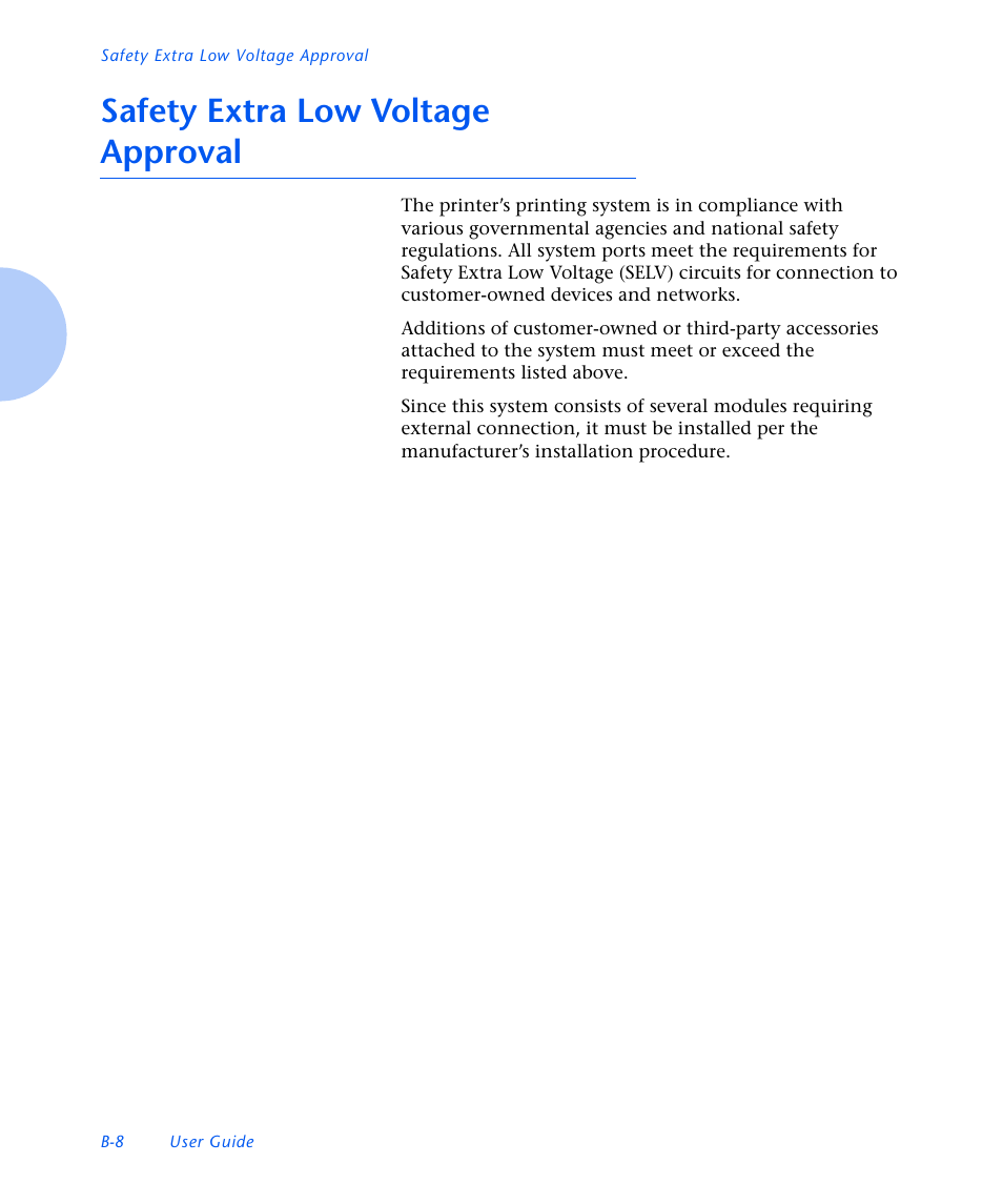 Safety extra low voltage approval | Xerox N3225 User Manual | Page 164 / 169
