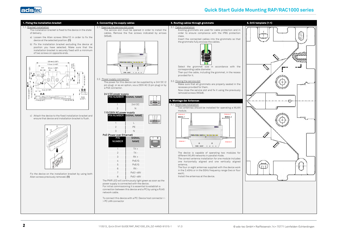 Quick start guide mounting rap/rac1000 series | ADS-TEC RAP/RAC1000 Quick Start Guide User Manual | Page 2 / 2