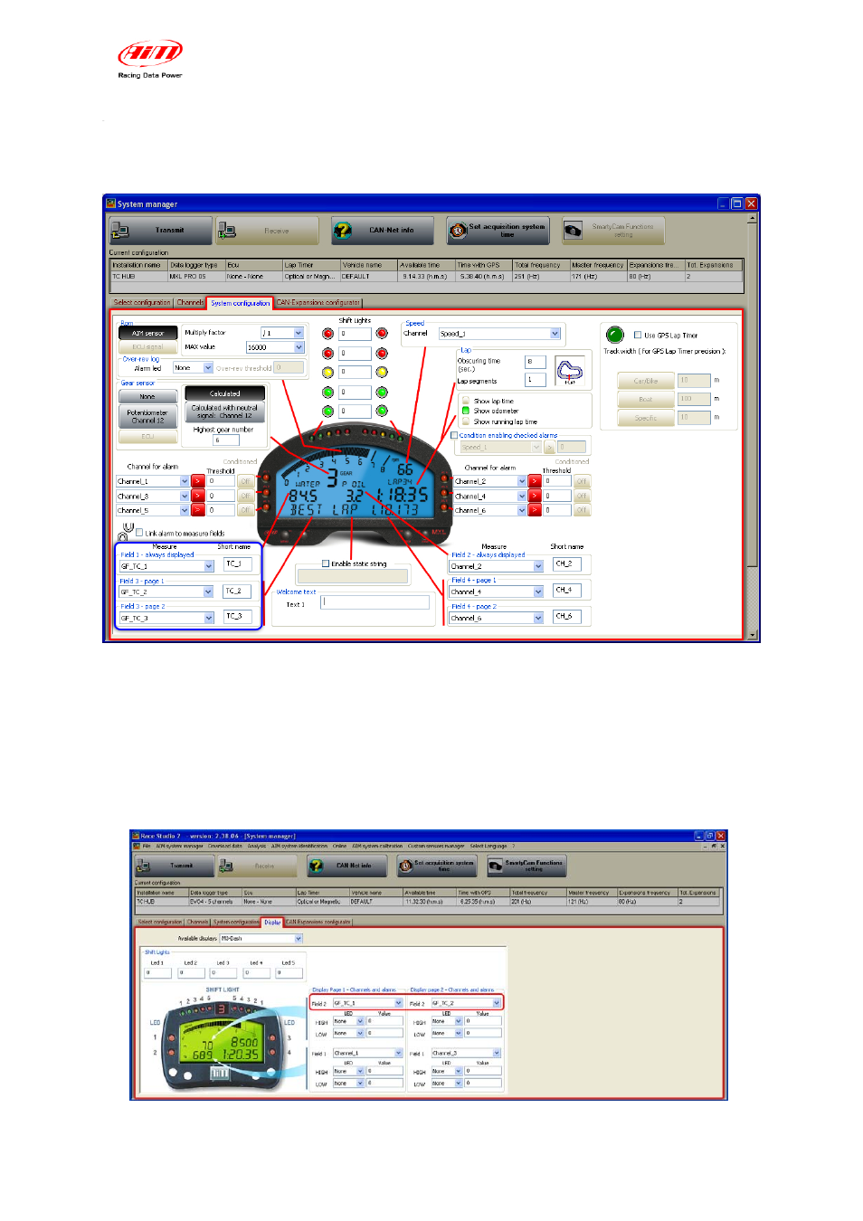 1 – configurations of mxl and evo displays | AiM TC Hub User Manual | Page 6 / 9