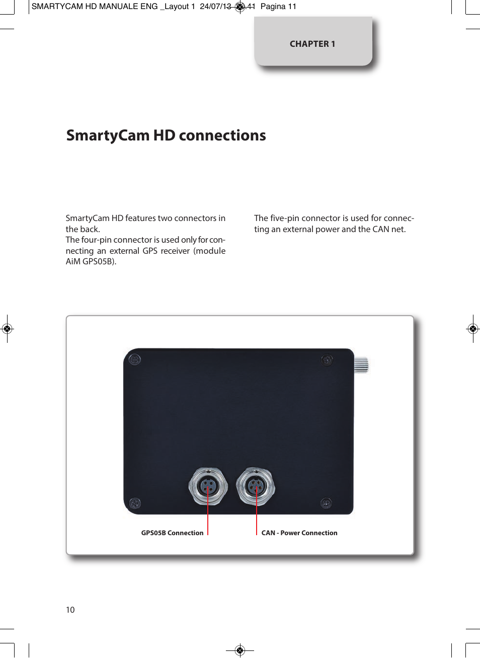Smartycam hd connections | AiM SmartyCam GP HD ver 1.00 User Manual | Page 10 / 48