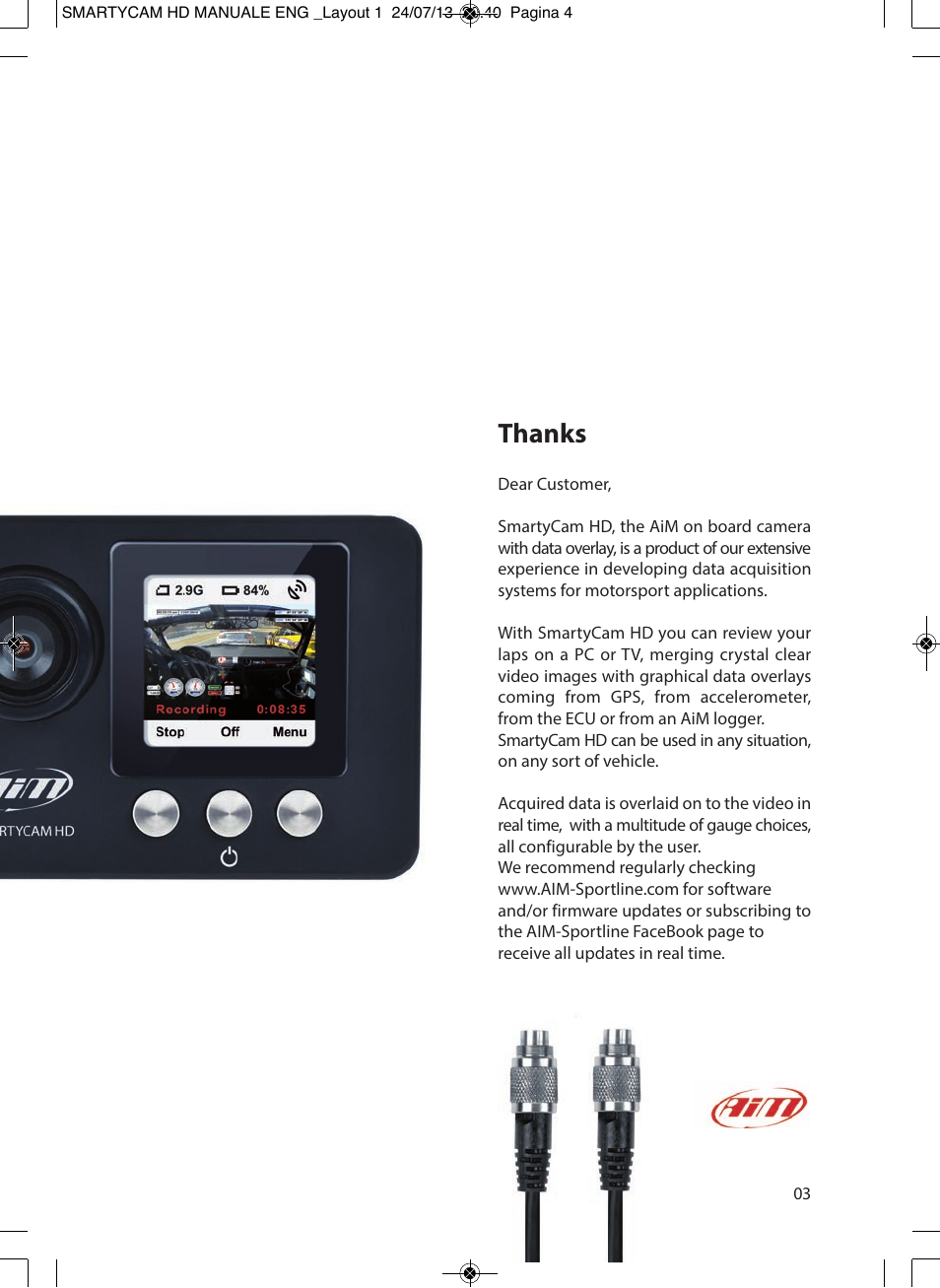 AiM SmartyCam GP HD ver 1.00 User Manual | Page 3 / 48
