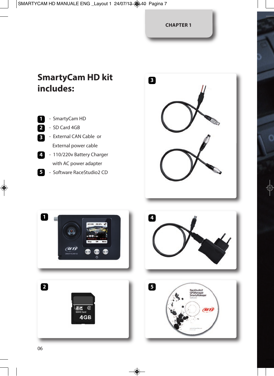 Smartycam hd kit includes | AiM SmartyCam GP HD ver 1.00 User Manual | Page 6 / 48