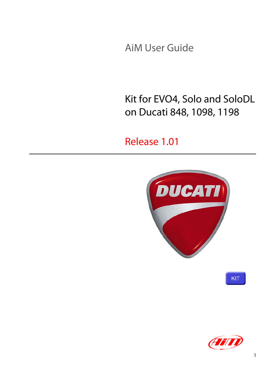 AiM Kit for SoloDL on Ducati User Manual | 16 pages