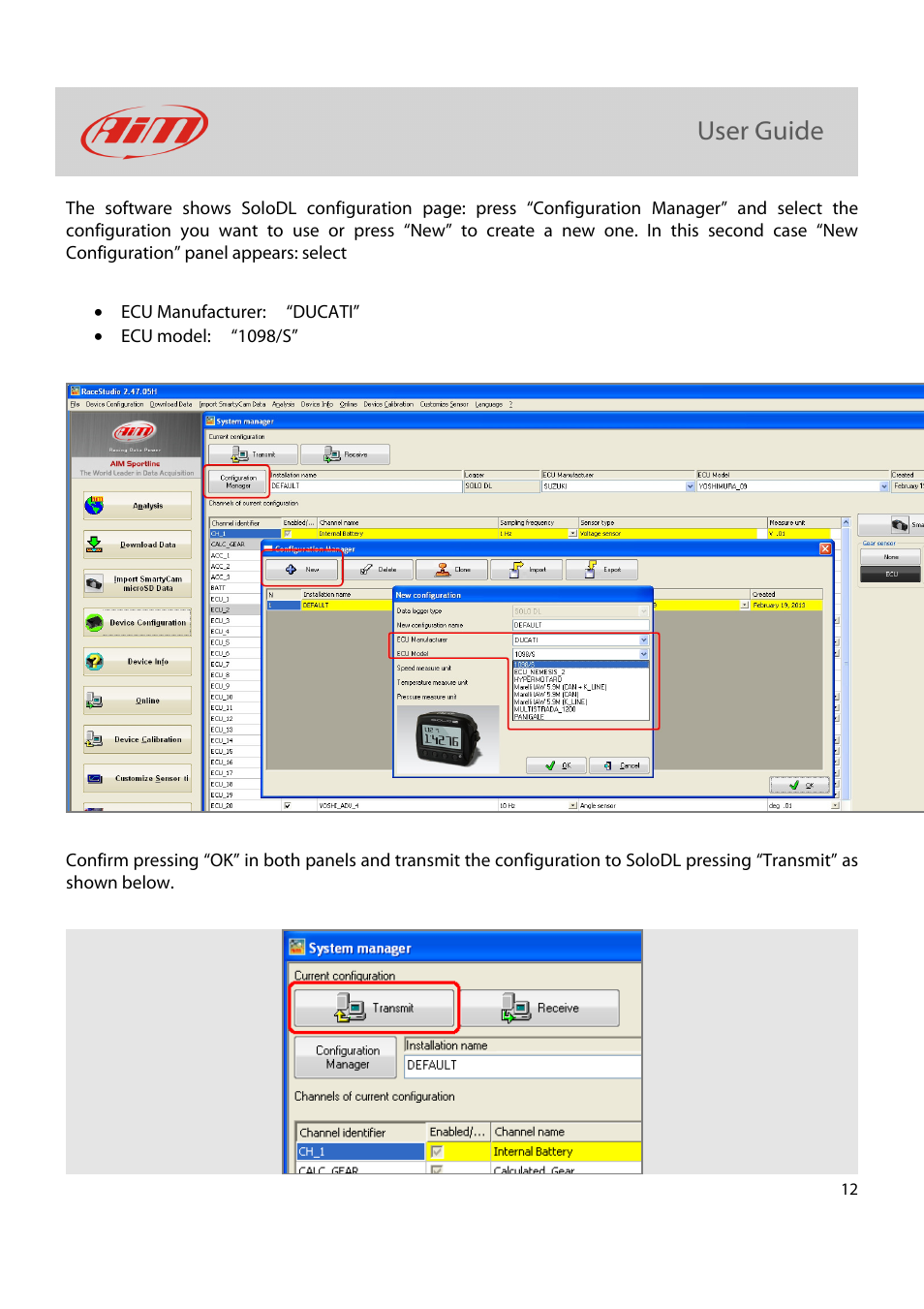 AiM Kit for SoloDL on Ducati User Manual | Page 13 / 16