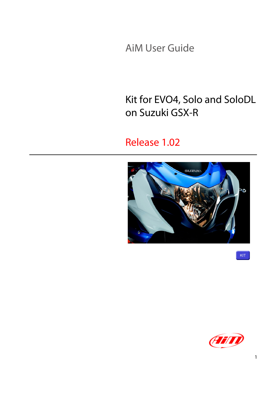 AiM Kit for SoloDL on Suzuki GSX-R User Manual | 18 pages