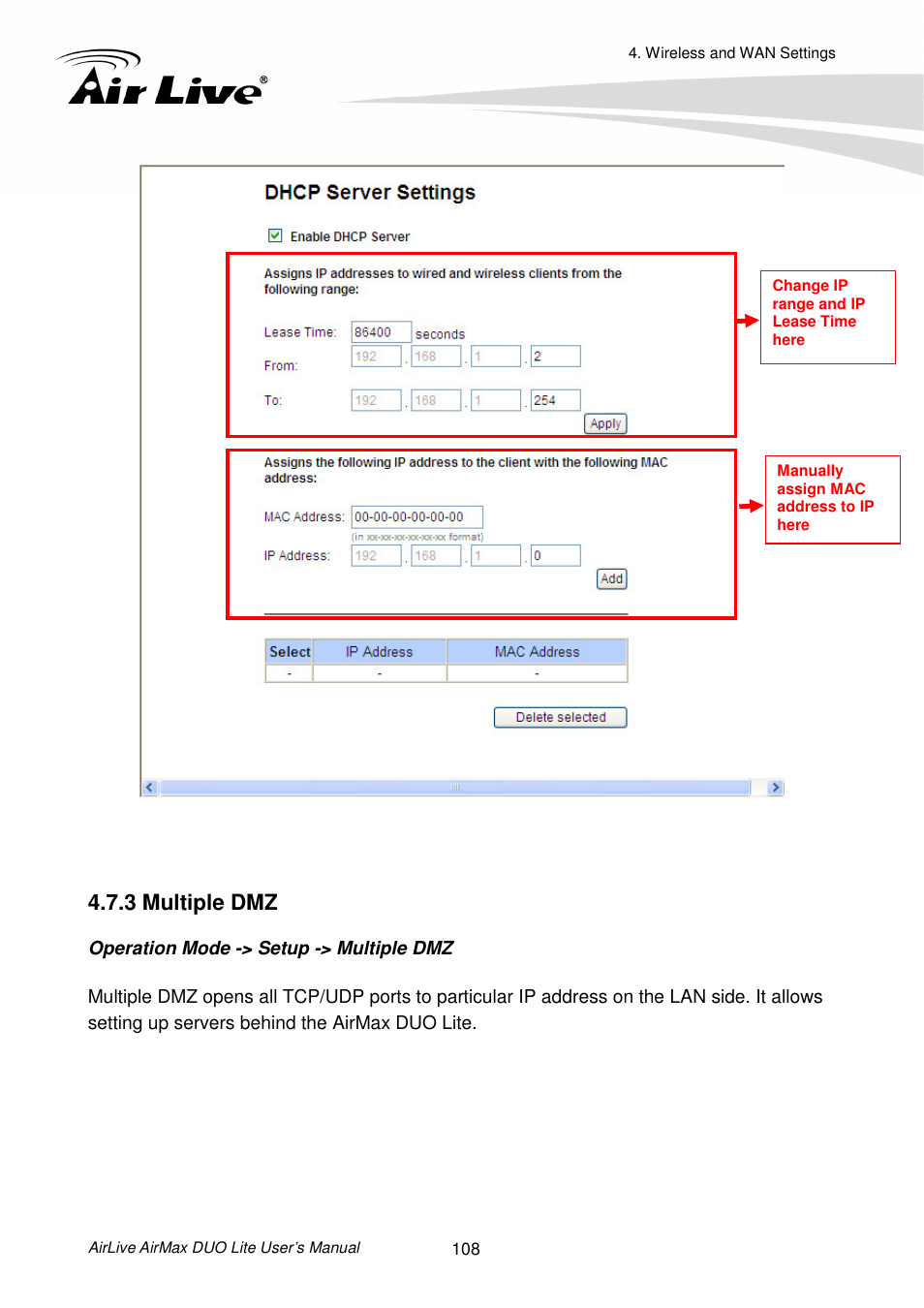 3 multiple dmz | AirLive AirMax DUO Lite User Manual | Page 116 / 207