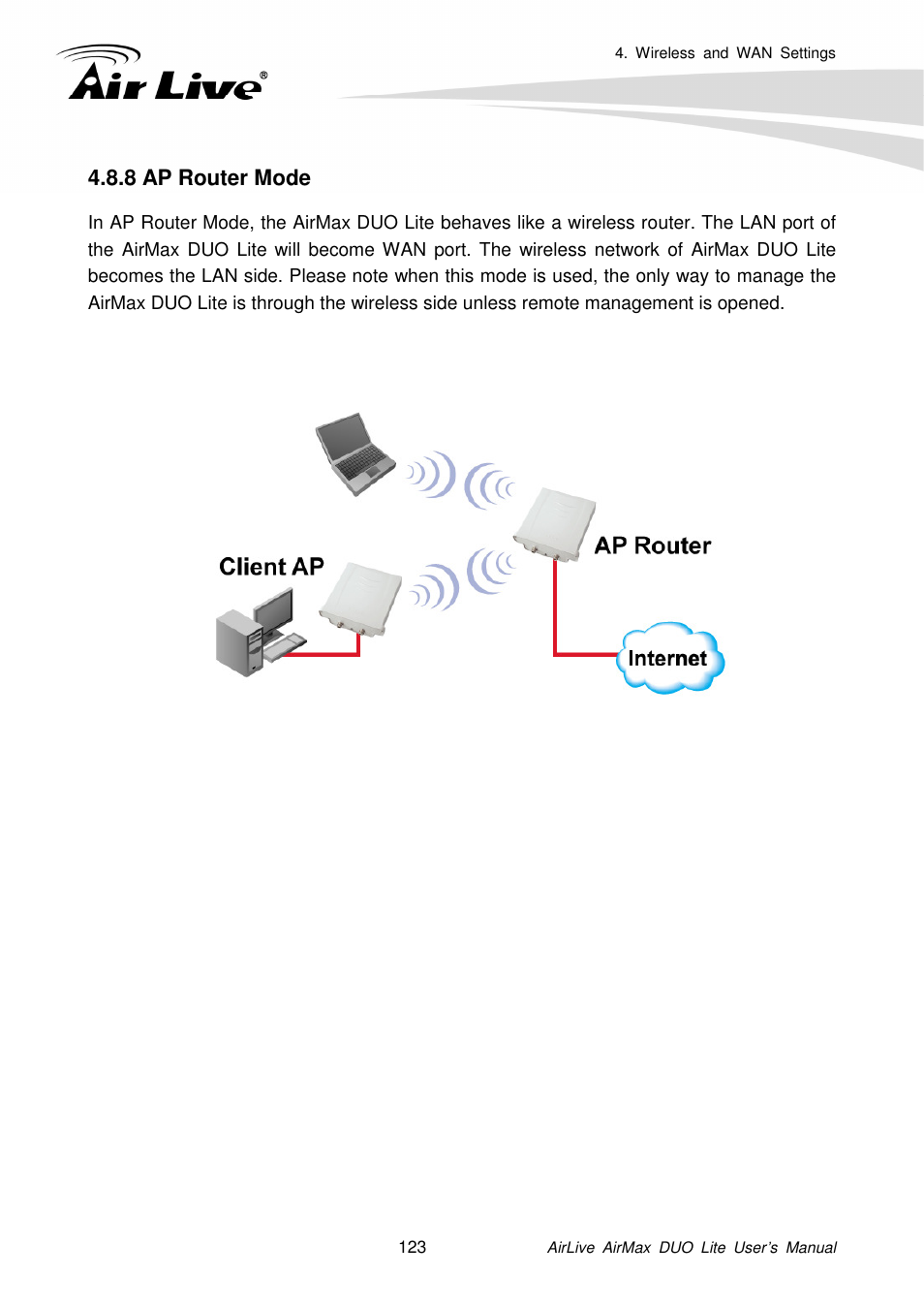 8 ap router mode | AirLive AirMax DUO Lite User Manual | Page 131 / 207