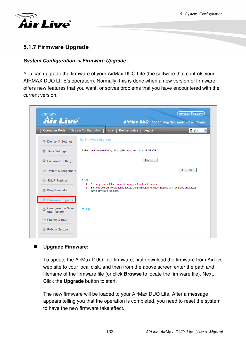 7 firmware upgrade | AirLive AirMax DUO Lite User Manual | Page 141 / 207