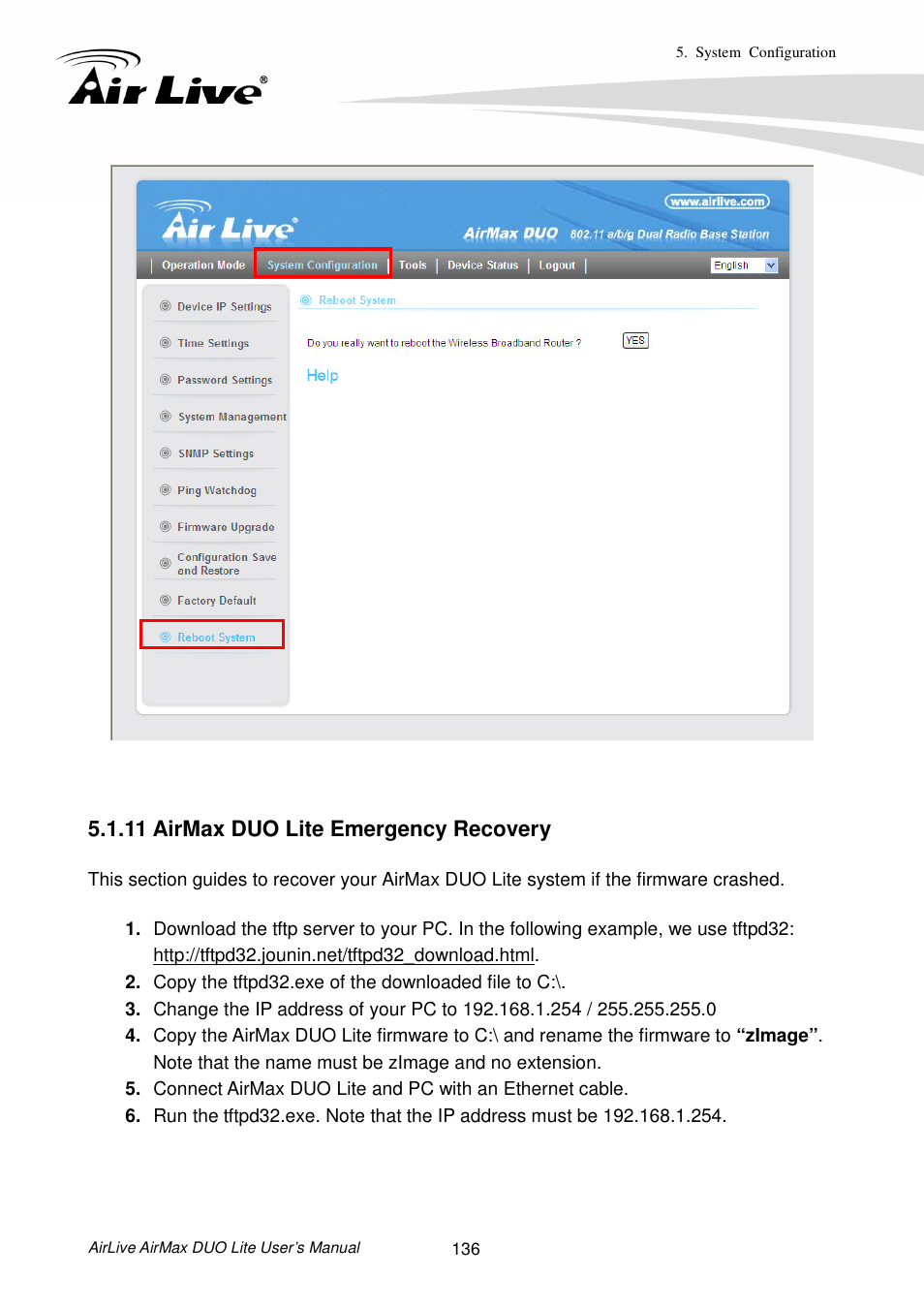 11 airmax duo lite emergency recovery | AirLive AirMax DUO Lite User Manual | Page 144 / 207