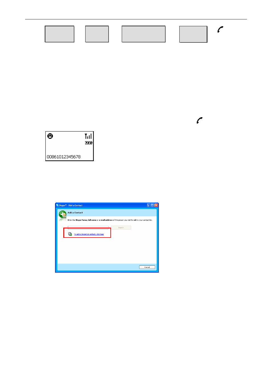 Making a skypeout call, Using the key pad to enter skypeout number, Adding a skypeout number to contact list | AirLive Skyphone-1000 User Manual | Page 29 / 44