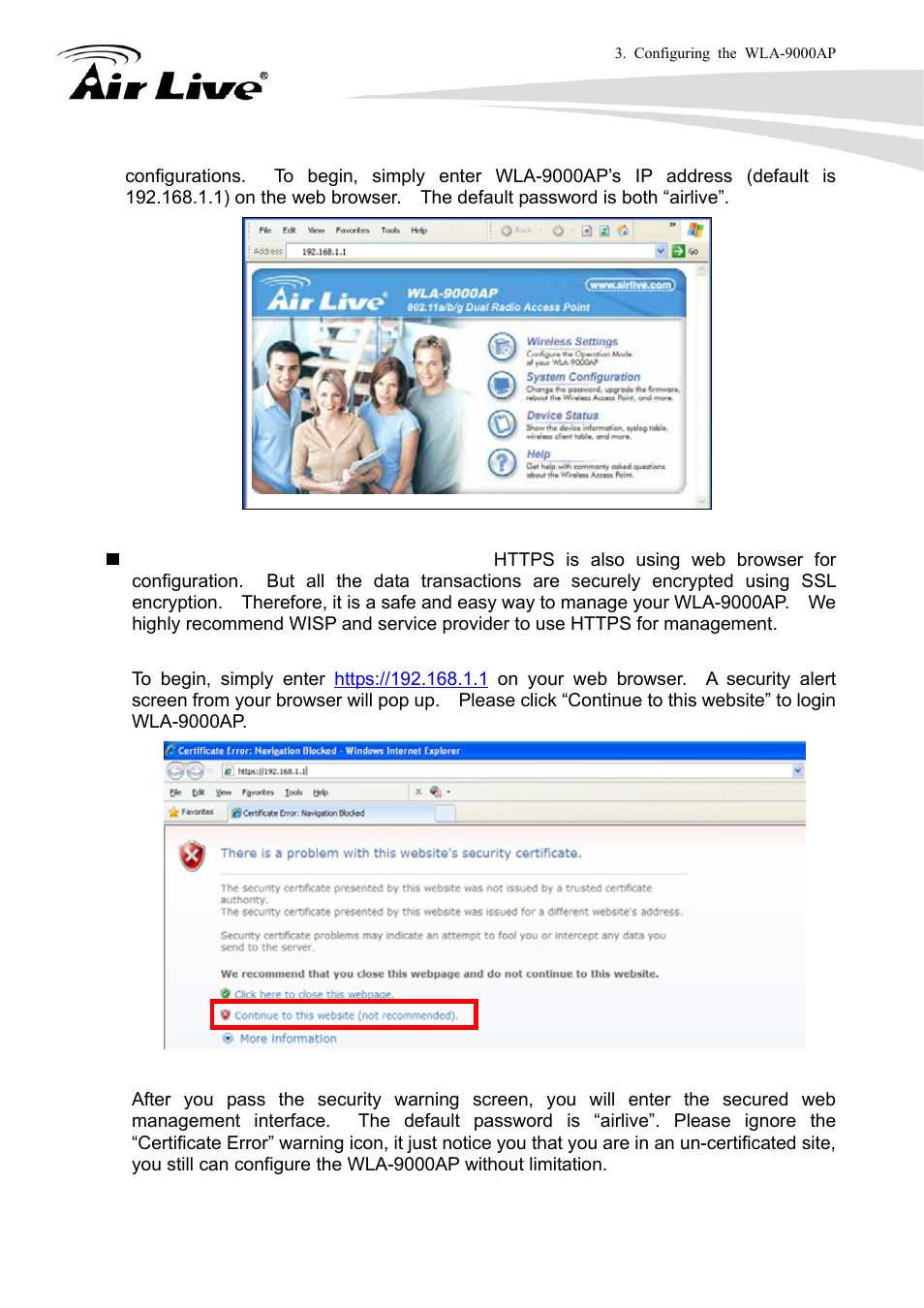 Secured web management (https) | AirLive WLA-9000AP User Manual | Page 20 / 171