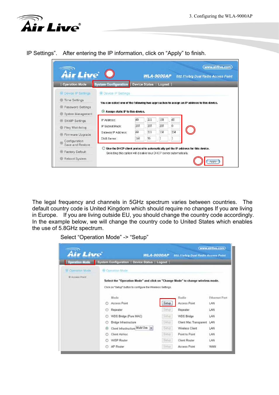 3 change the country code | AirLive WLA-9000AP User Manual | Page 31 / 171