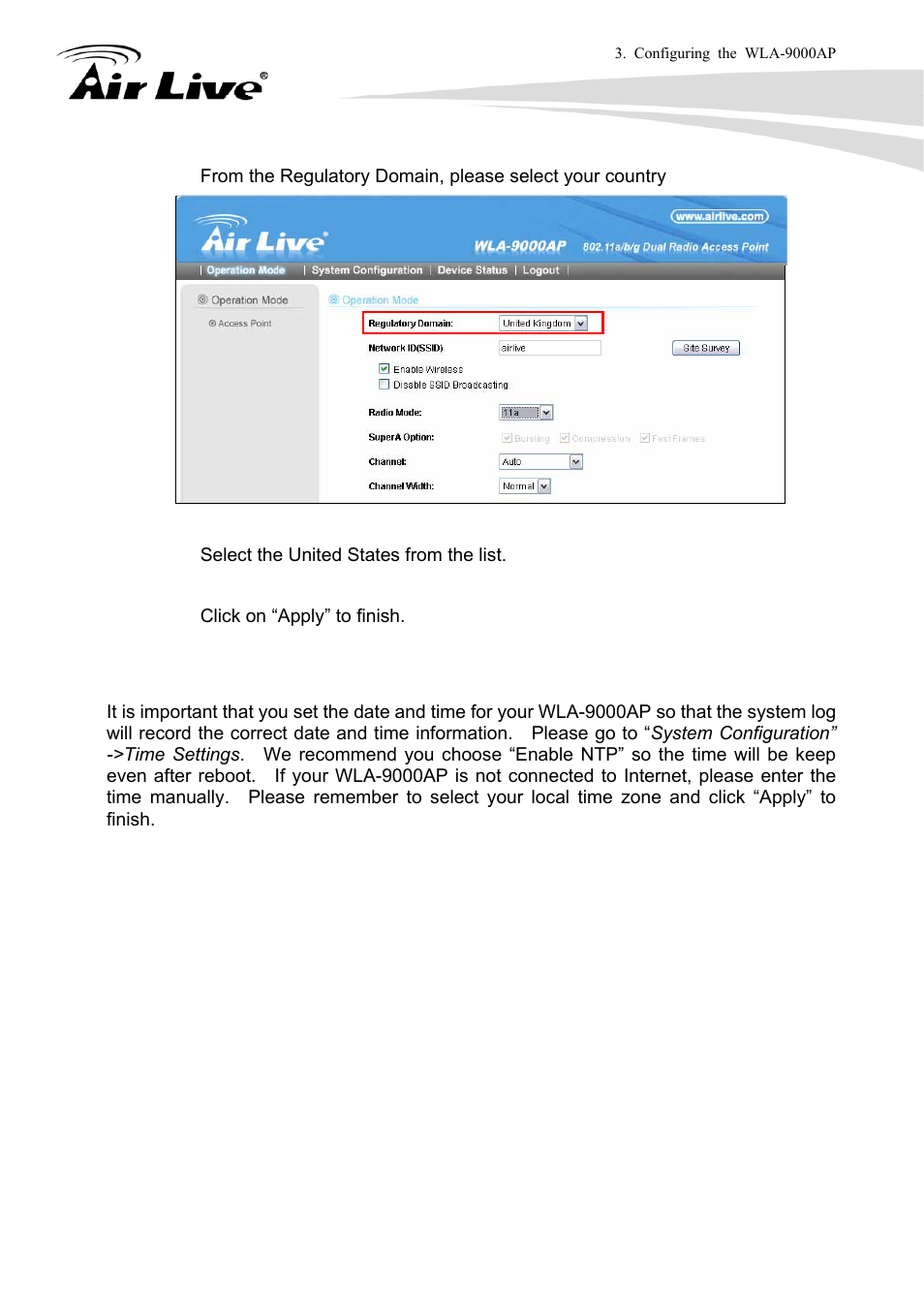 4 set the time and date | AirLive WLA-9000AP User Manual | Page 32 / 171