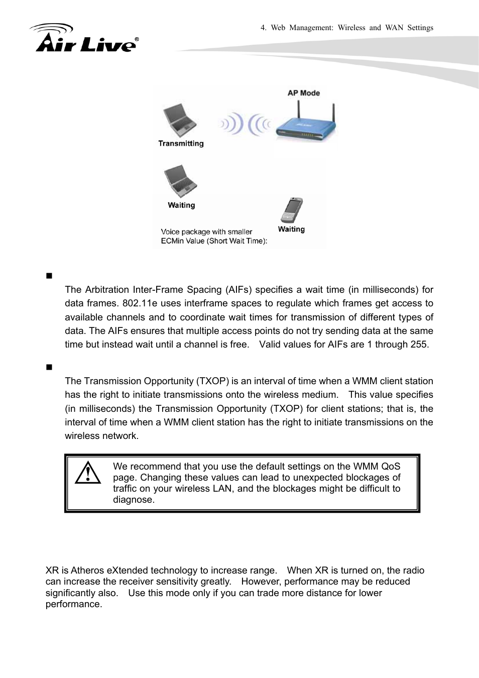 11 enable radio extended range | AirLive WLA-9000AP User Manual | Page 62 / 171