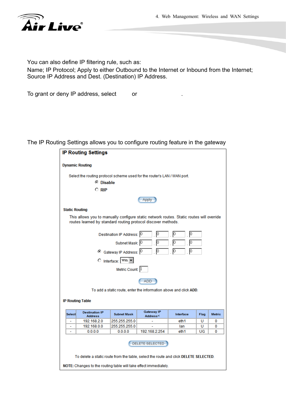 7 ip routing settings | AirLive WLA-9000AP User Manual | Page 82 / 171