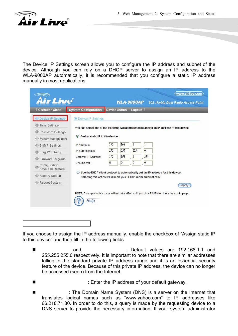 1 device ip settings | AirLive WLA-9000AP User Manual | Page 88 / 171