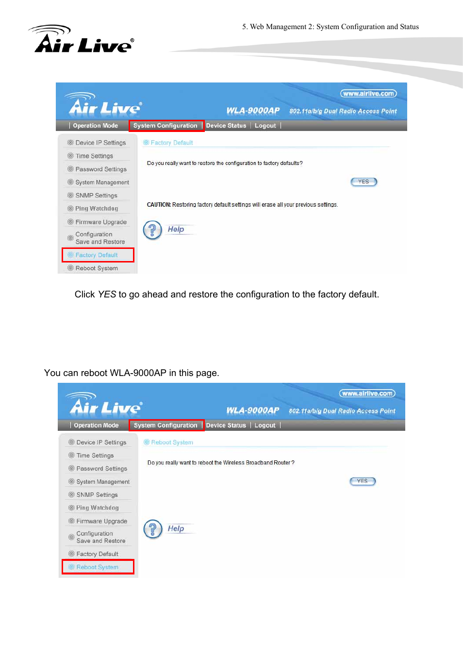 10 reboot system | AirLive WLA-9000AP User Manual | Page 97 / 171