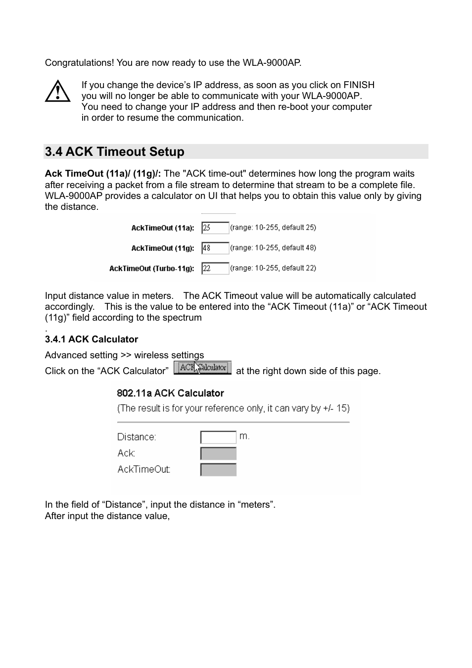 4 ack timeout setup | AirLive WLA-9000AP PCBA User Manual | Page 36 / 53