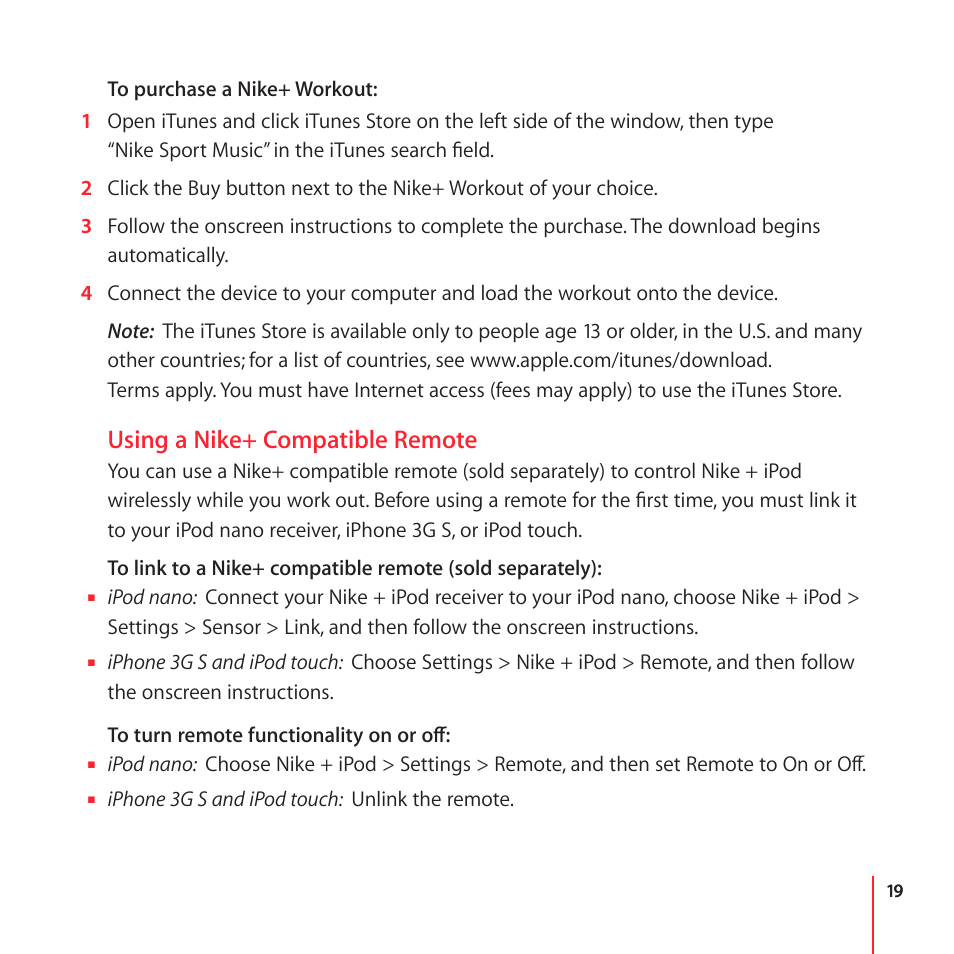 Using a nike+ compatible remote | Apple Nike + iPod User Manual | Page 19 / 100