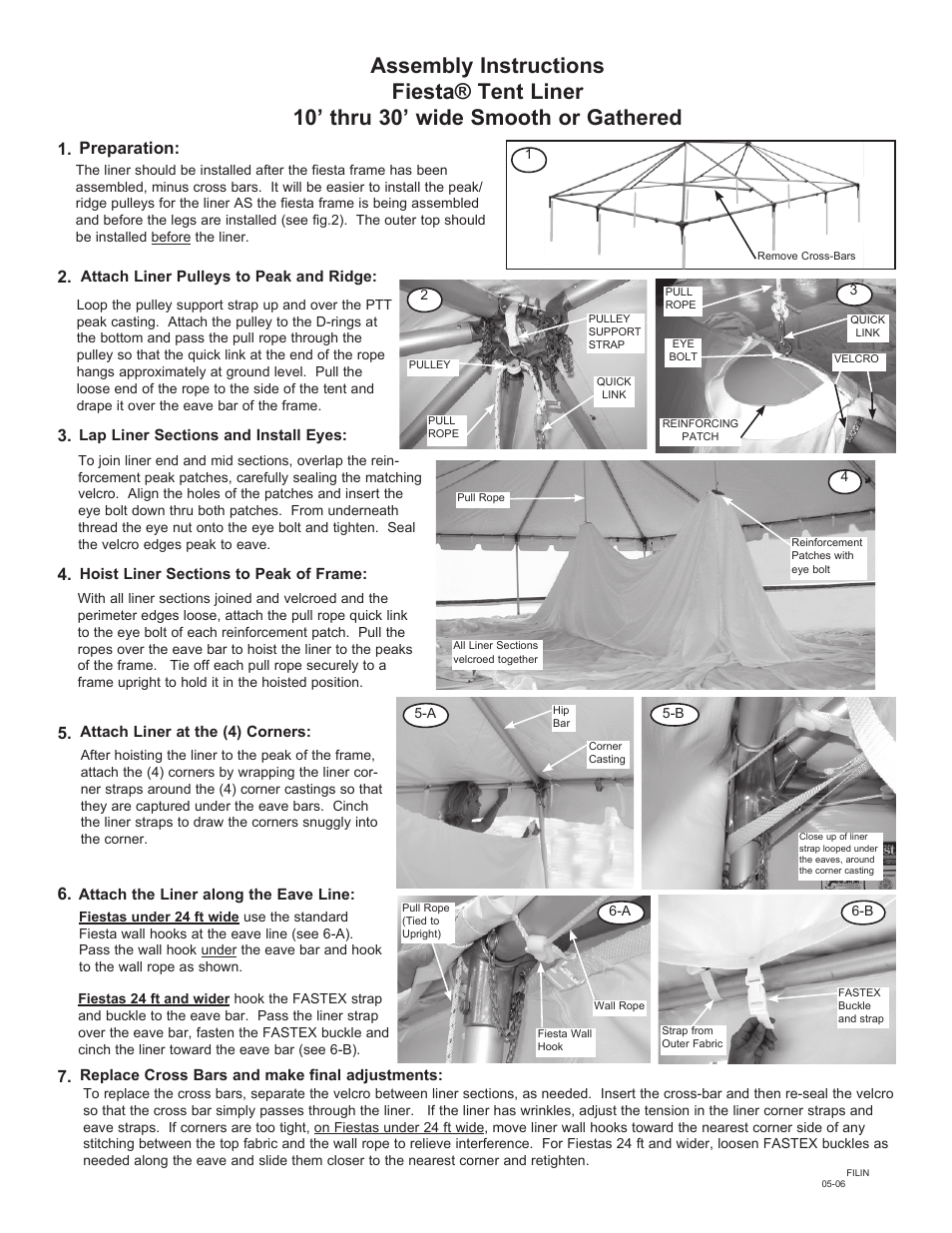 Anchor FIESTA TENT LINER 10 THRU 30 WIDE User Manual | 2 pages