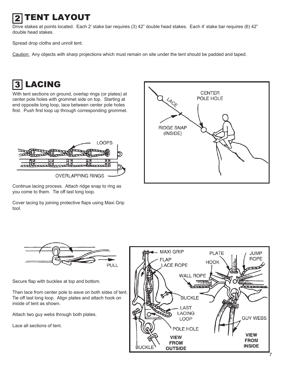 Lacing, Tent layout | Anchor CENTURY 100 WIDE, ONE-PIECE User Manual | Page 7 / 14