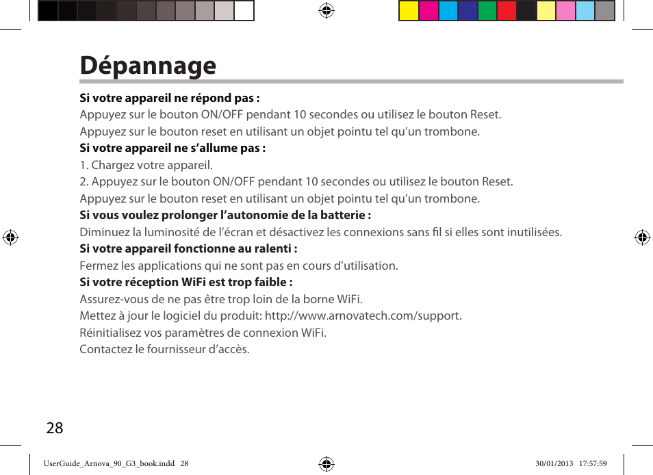 Dépannage | ARNOVA 90 G3 User Manual | Page 28 / 114