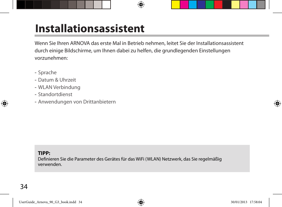Installationsassistent | ARNOVA 90 G3 User Manual | Page 34 / 114
