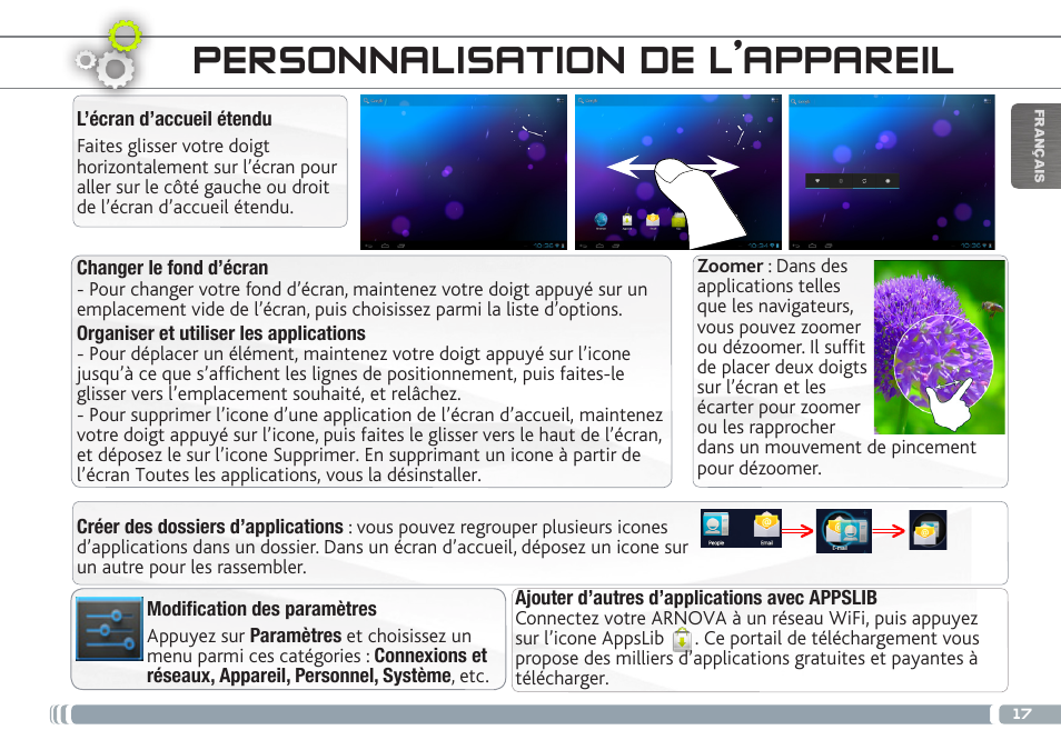 Personnalisation de l’appareil | ARNOVA GBOOK User Manual | Page 17 / 82