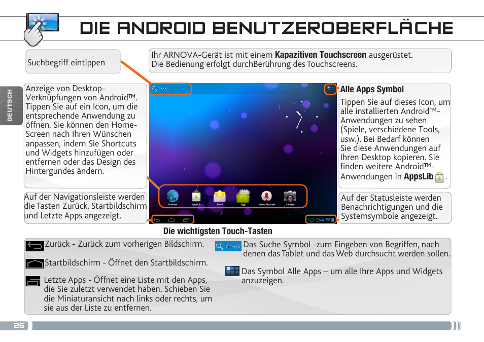 Die android benutzeroberfläche | ARNOVA GBOOK User Manual | Page 26 / 82